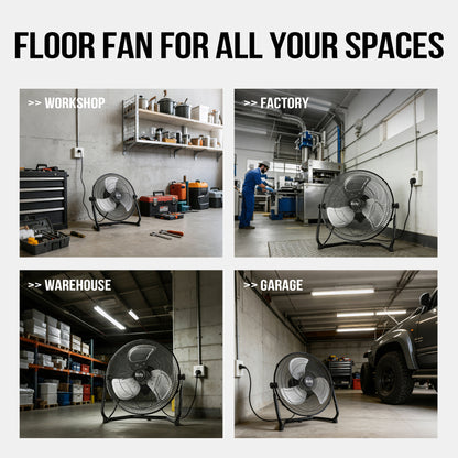 Xcity 12 Inch Metal Floor & Box Fan High Velocity 1800 CFM
