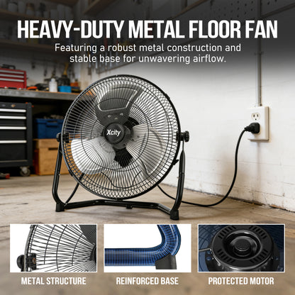 Xcity 12 Inch Metal Floor & Box Fan High Velocity 1800 CFM