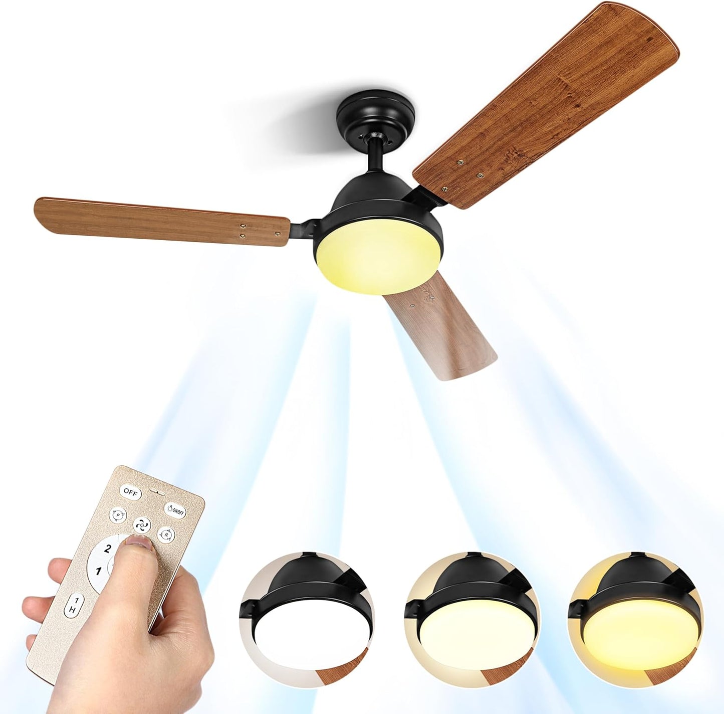 44 Inch Ceiling Fan with LED Light, Remote and App Control