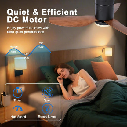 40 Inch Ceiling Fan with LED Light, Remote and App Control