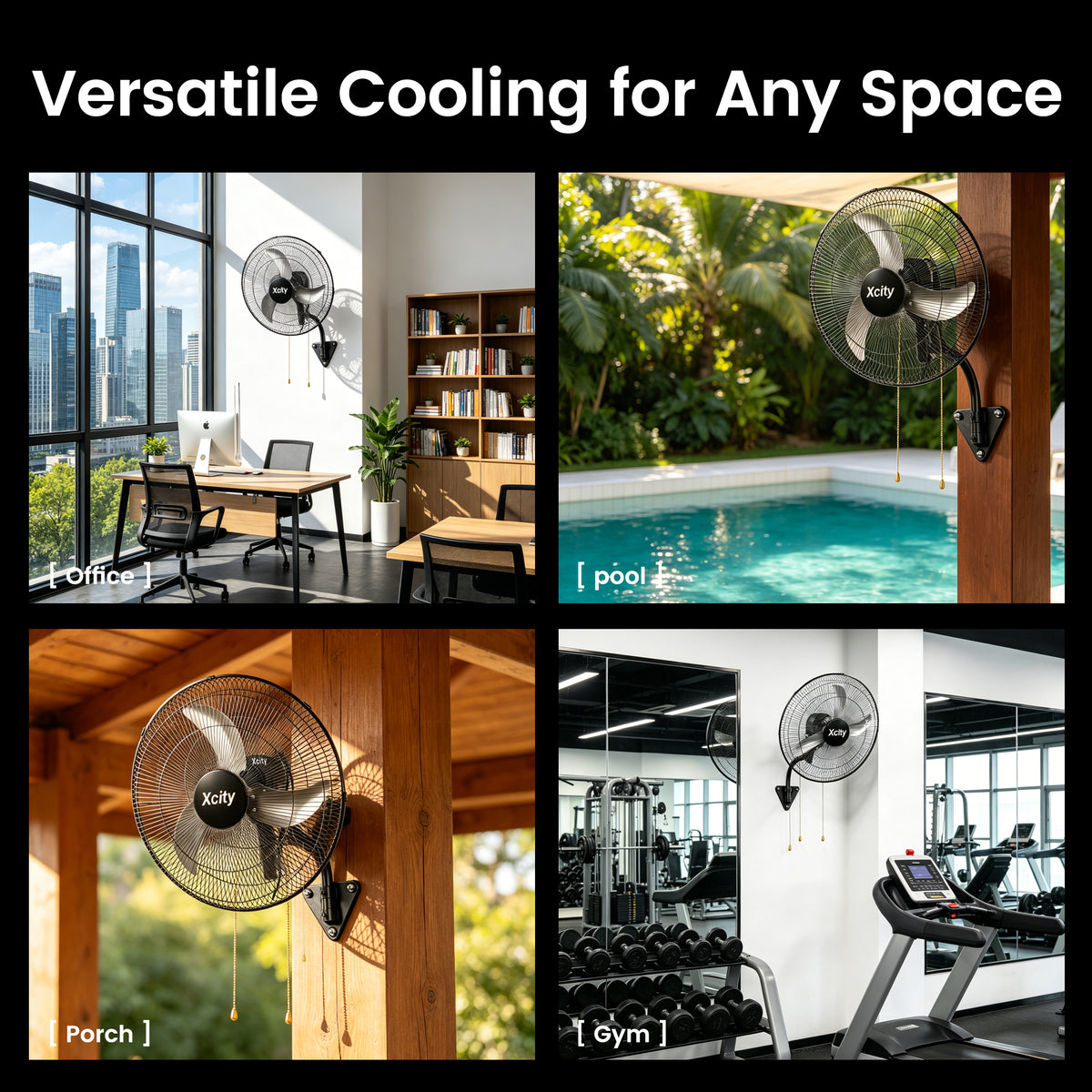 Xcity Wall Mount Fan 20", 3-Speed, Oscillating Cooling