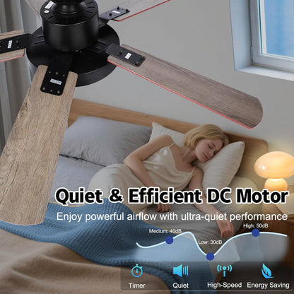 44 Inch Ceiling Fan with LED Light, 6-Speed Reversible Airflow - Max 3110 CFM