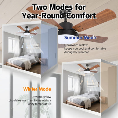 44 Inch Ceiling Fan with LED Light, 6-Speed Reversible Airflow - Max 3110 CFM