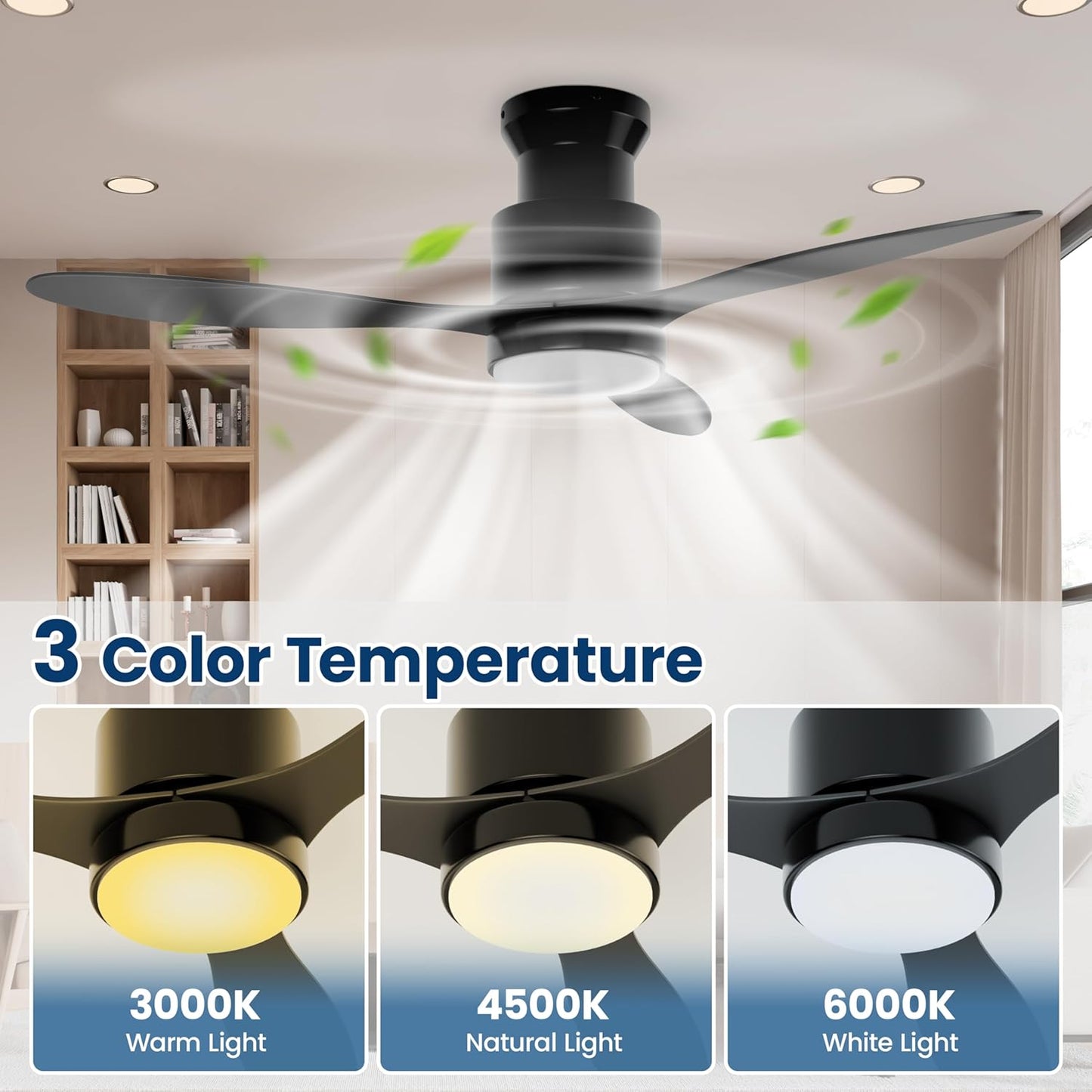 42 Inch Ceiling Fan with LED Light, Remote and App Control