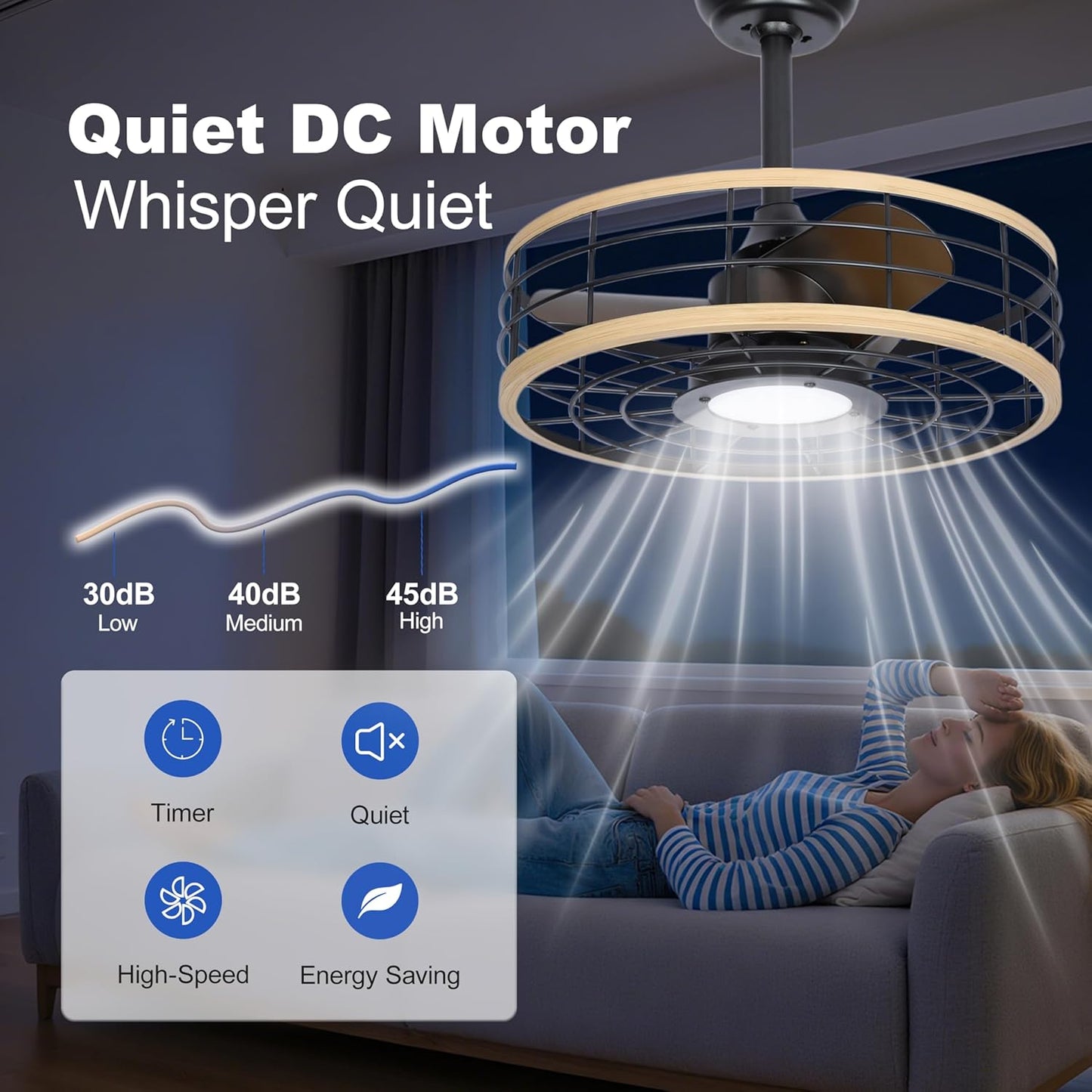 Low Profile Ceiling Fan with Lights and Remote