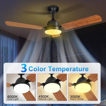44 Inch Ceiling Fan with LED Light, Remote and App Control