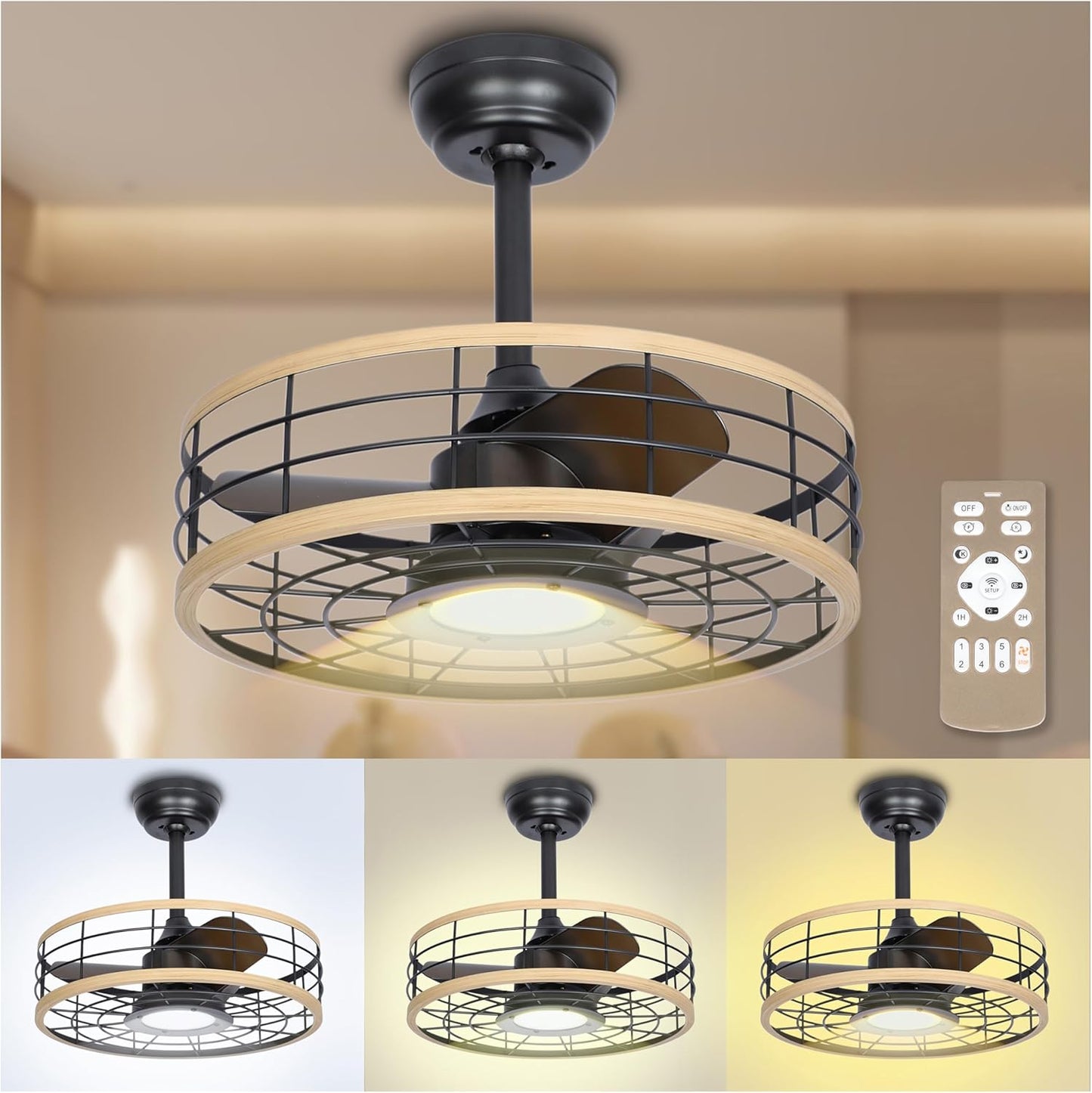 Low Profile Ceiling Fan with Lights and Remote