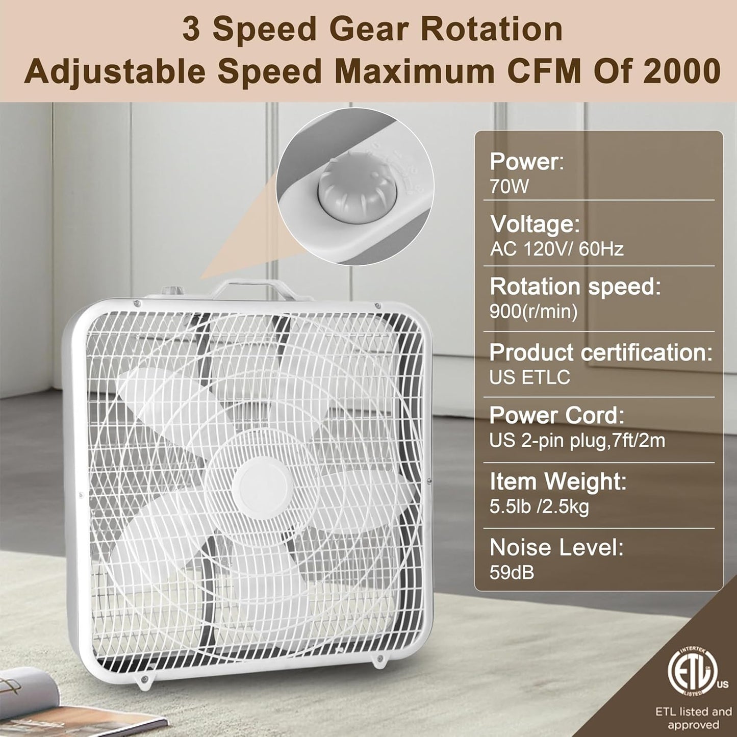 Box Fan with Carry Handle