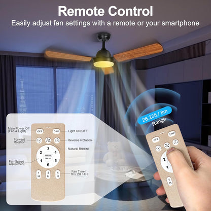 44 Inch Ceiling Fan with LED Light, Remote and App Control