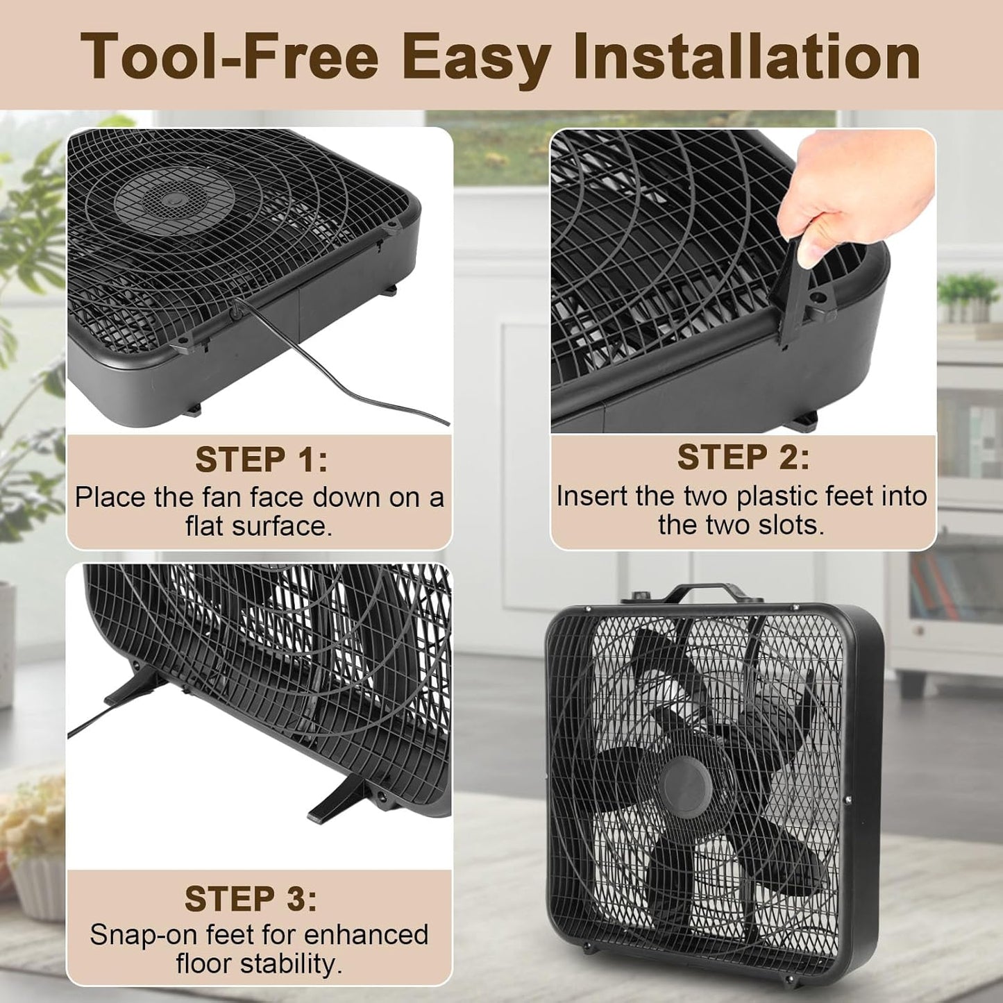 Box Fan with Carry Handle
