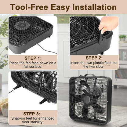 Box Fan with Carry Handle