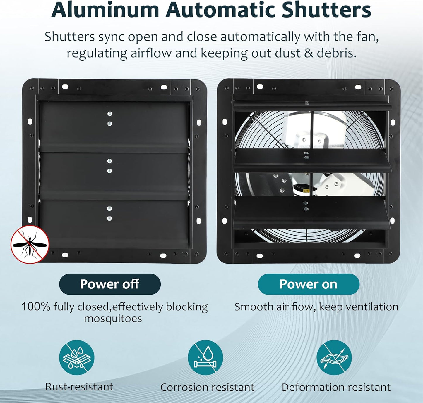 Wall Mounted Shutter Exhaust Fan with Thermostat & Humidity controller