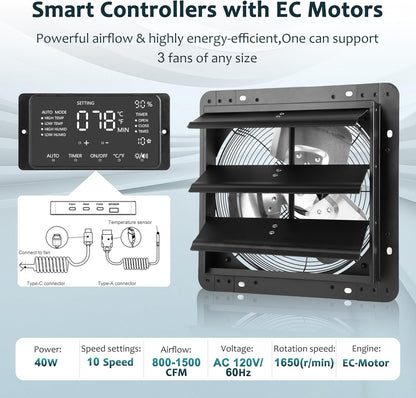 Wall Mounted Shutter Exhaust Fan with Thermostat & Humidity controller